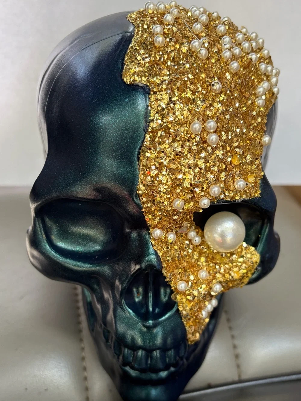 10 for $15 Handcrafted Black and Gold Decorative Skull Accent